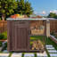 Îlot de cuisine extérieur avec plateau en acier inoxydable, serviette, étagères à épices, armoire, espace de rangement ouvert et tiroir-125435825