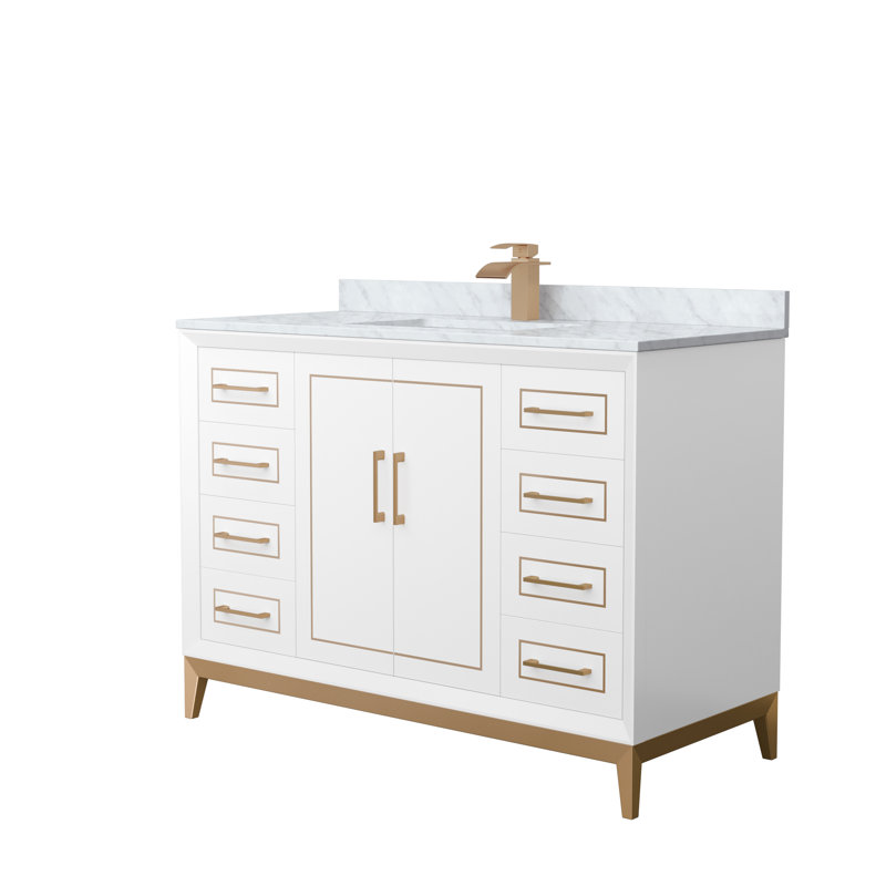 Ensemble de meuble-lavabo simple 48 po Marlena, Brun, Blanc