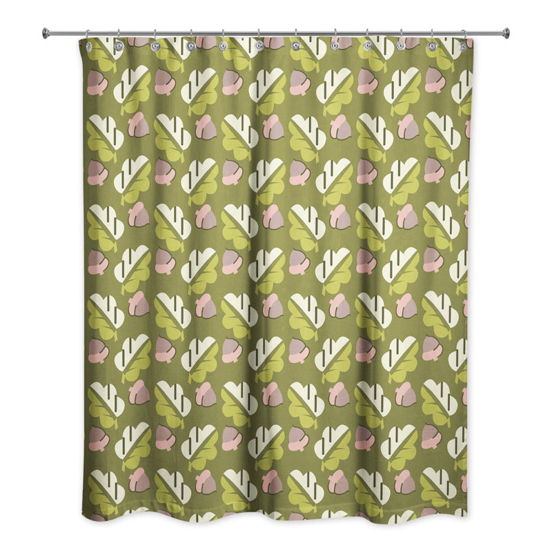 Rideau de douche simple Hanke Acorns and Leaves, Vert