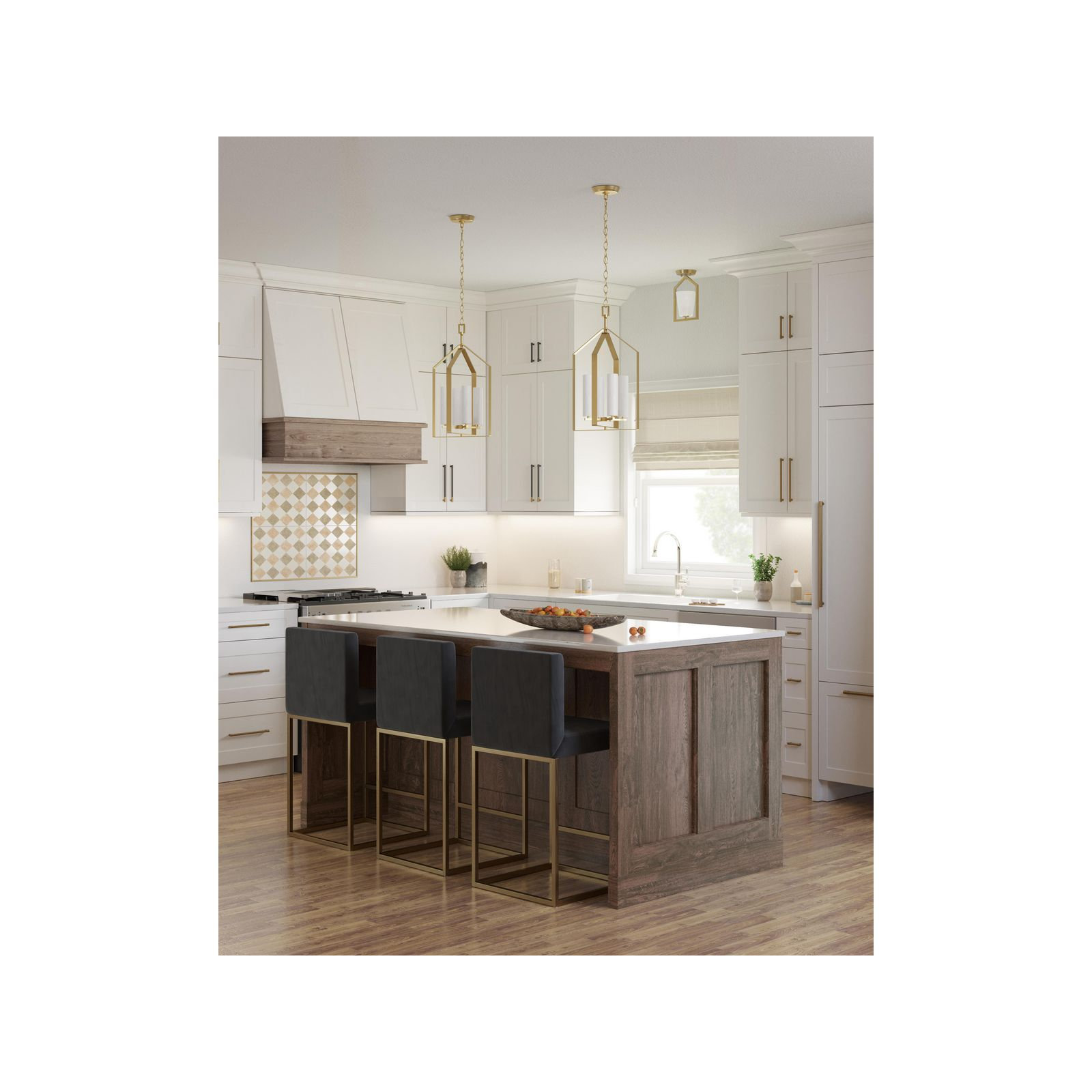 Single Light Glass Semi Flush Mount, Brushed Gold
