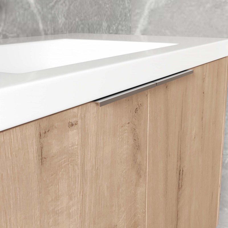 Meuble-lavabo à fixation flottante avec lavabo, Chêne, 36"