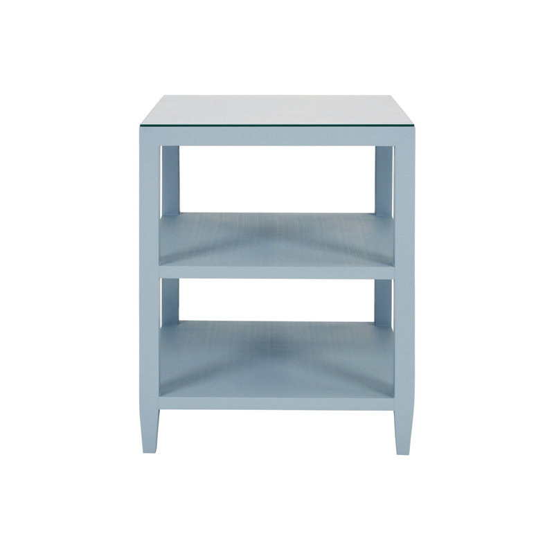 Glass End Table, Light Blue