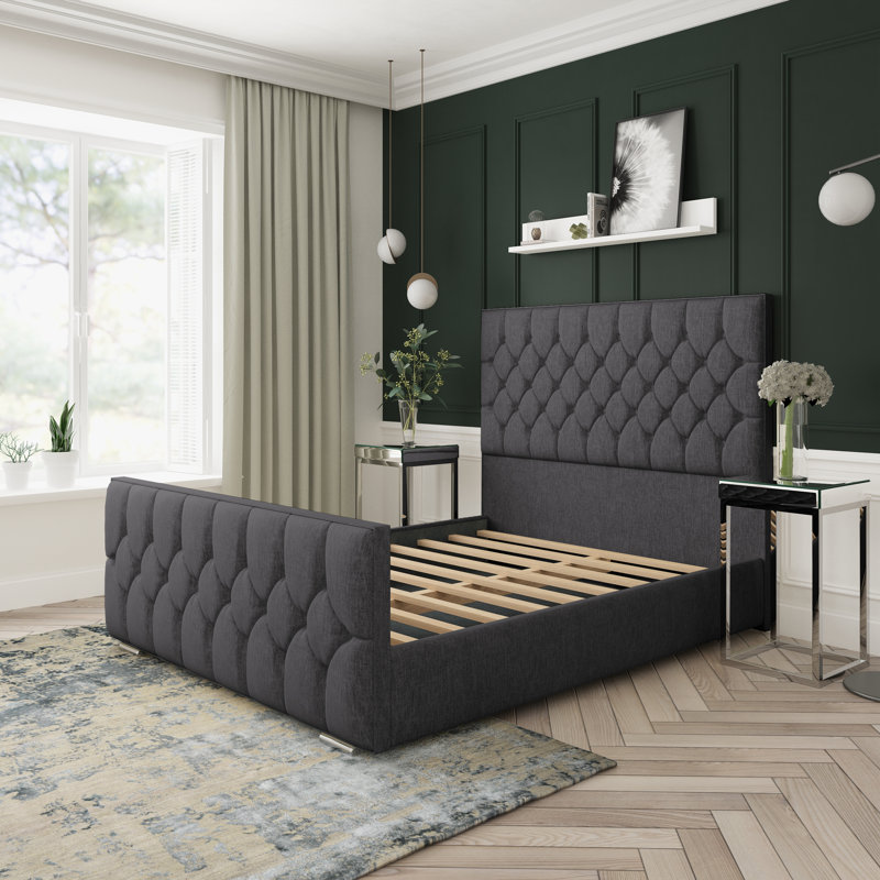 Upholstered Bed, Black, Super King (6')