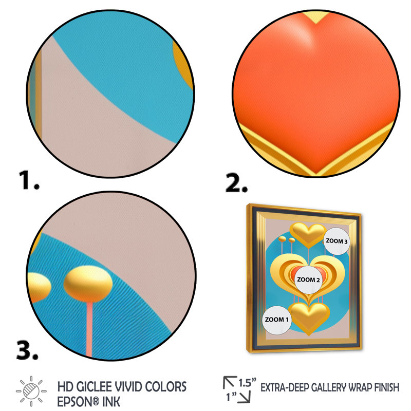Dericka Shining Contemporary Red Heart III - impression sur toile tendue, H 32 po x l 16 po x P 1 po