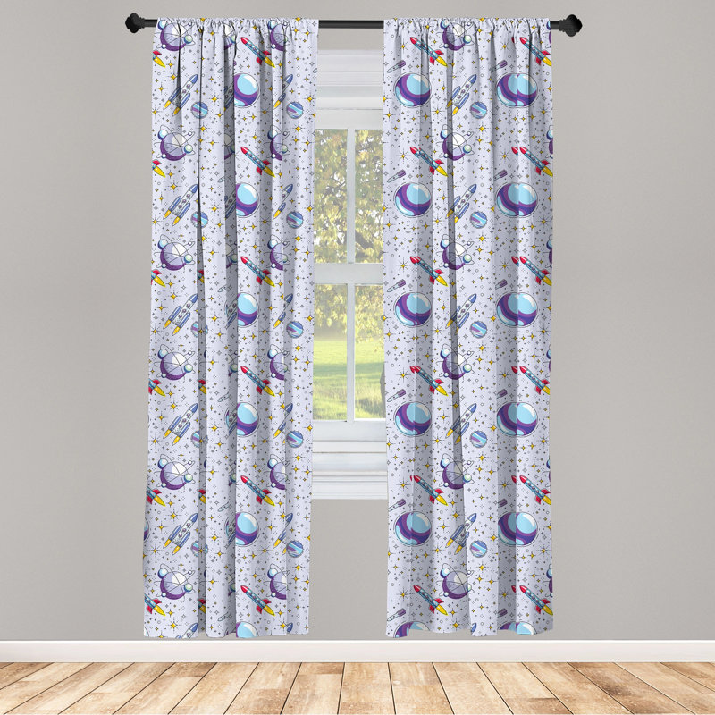 Outer Space Semi-Sheer Rod Pocket Curtain Panels, 28" x 95"