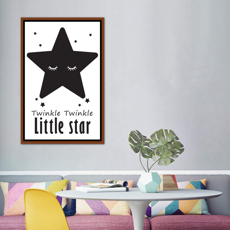 Twinkle Little Star - impression d'art graphique, H 60 po x l 40po x P 1,5 po, Toile avec cadre brun, Pas de tapis