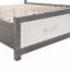 Grand lit plateforme avec rangement au pied de lit, finition ivoire et grise, idéal pour les chambres modernes et peu encombrantes