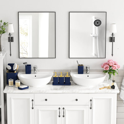 Bathroom Accessory Set - Bathroom Set, 12PC(Navy Blue&Gold)