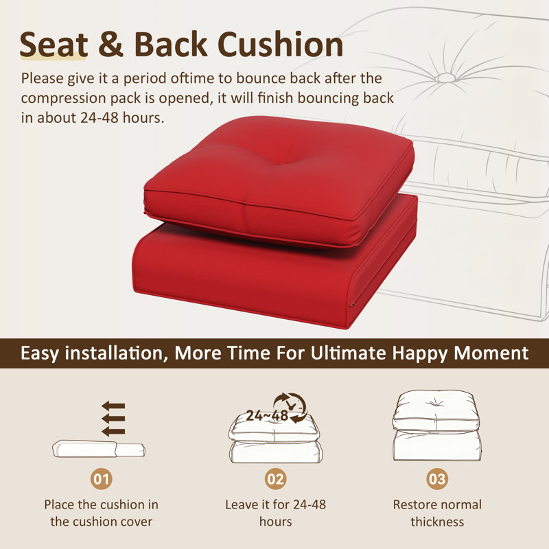 Adwin Outdoor 4" Deep Seat Cushion Set With Olefin Fabric, 6, Red