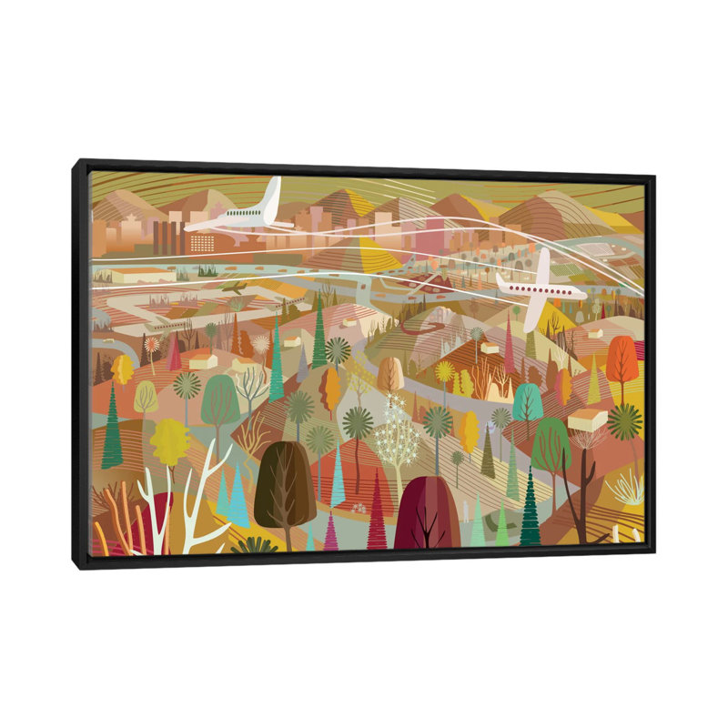 «Los Angeles to Riverside», impression sur toile, H 40 po x l 60 po x P 1,5 po, Toile avec cadre noir, Pas de tapis