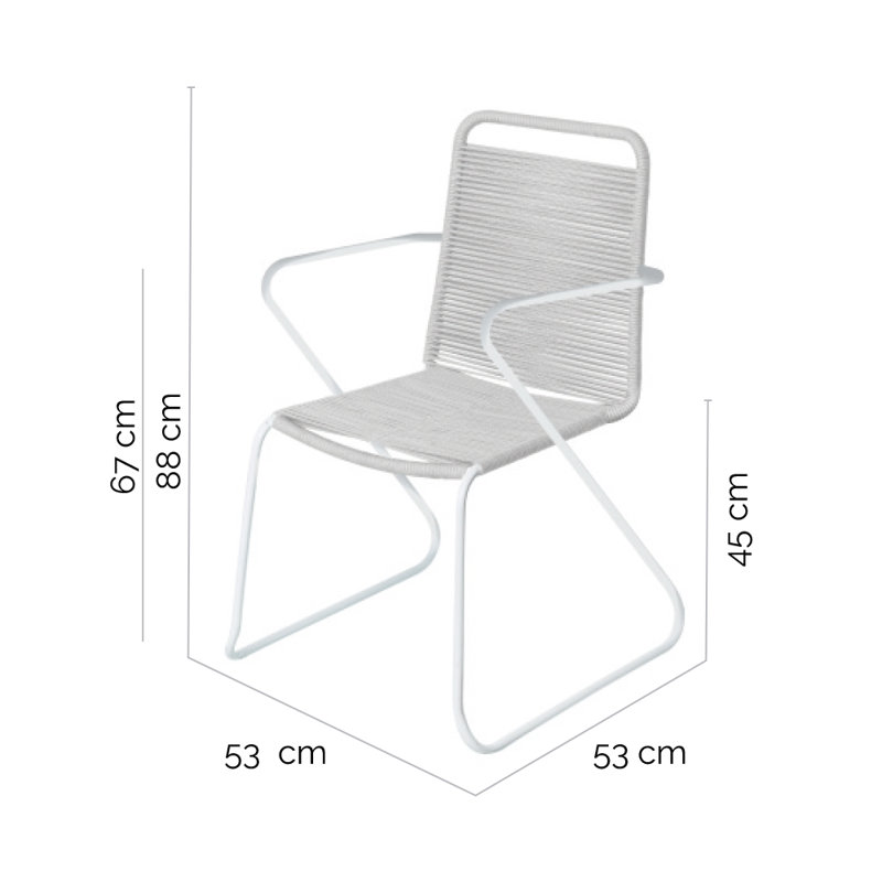 Stubblefield Stacking Patio Dining Armchair, Light grey, White