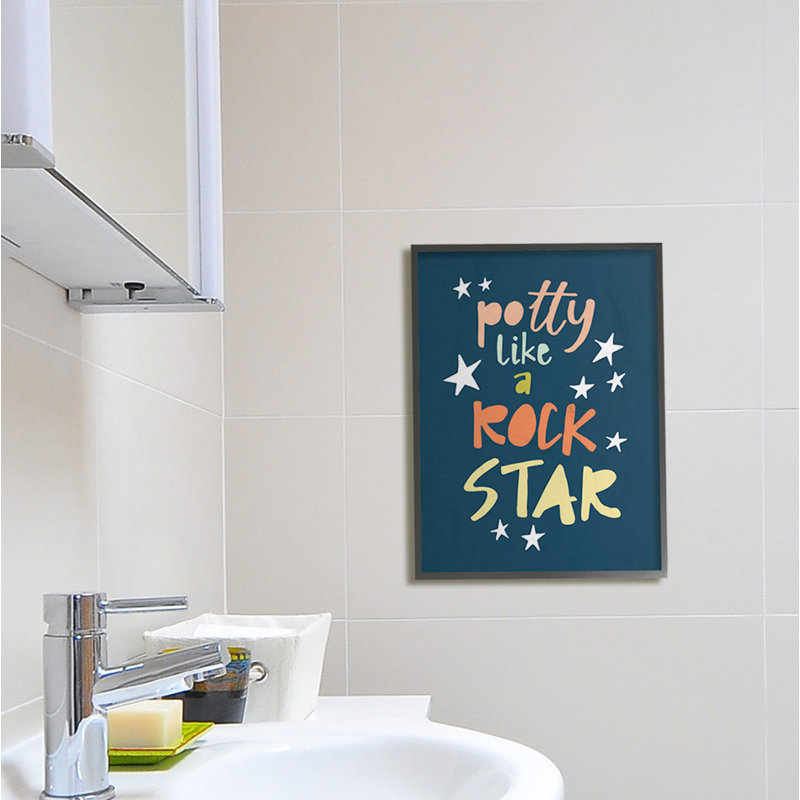 Art encadré «Potty Like a Rock Star», H 14 po x l 11 po x P 1,5 po, Giclée encadrée noir minuit