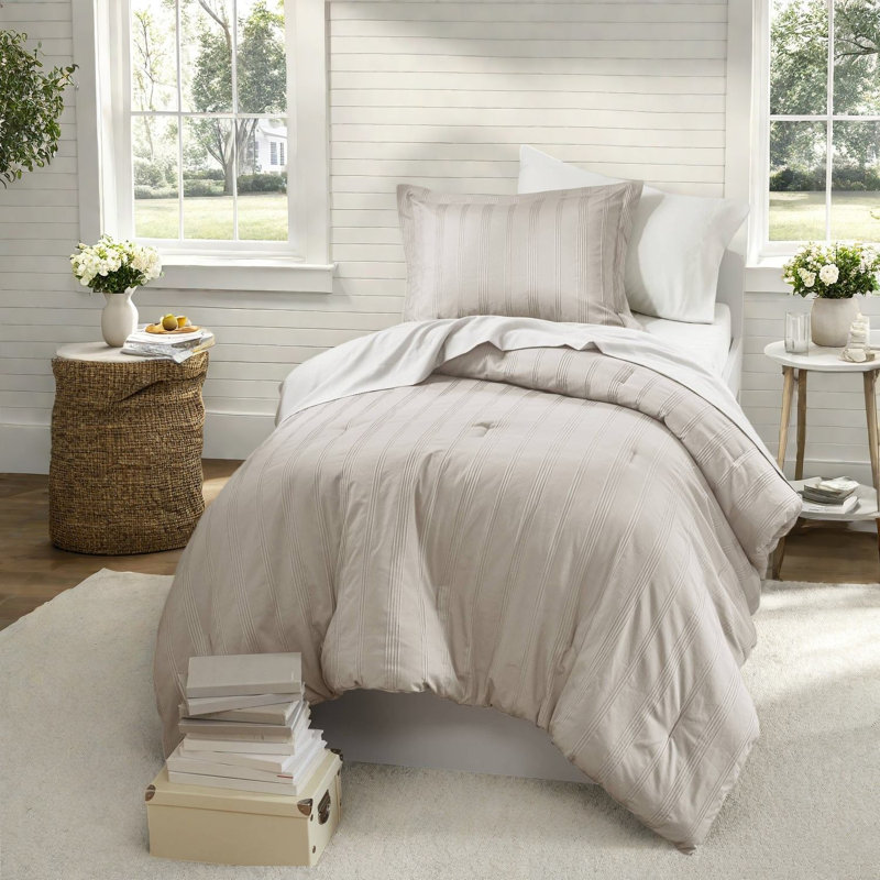Ensembles de literie pour lit simple TG en polyester confortable, dortoir à rayures moderne