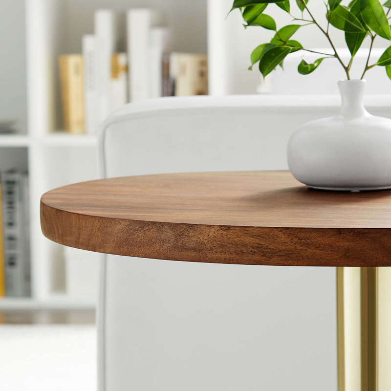 Table de bout Modway Viva, Chêne clair / laiton doré