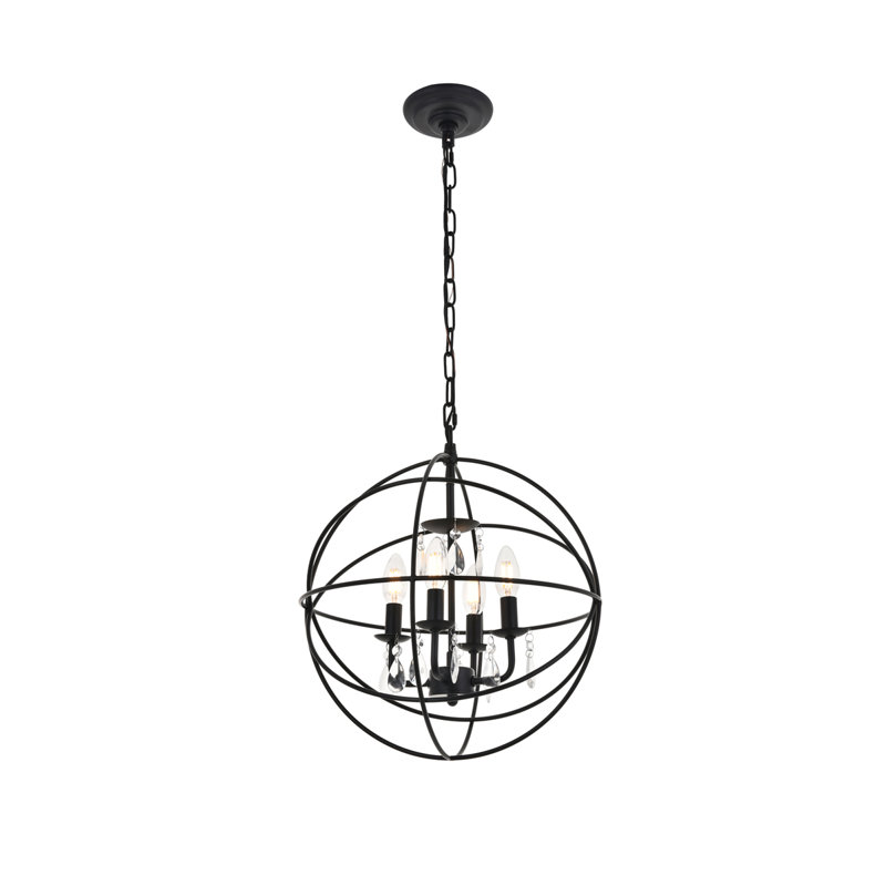 Mayo Unique Globe Pendant, Chrome, 17.6" H x 16" W x 16" D, 4 Lights