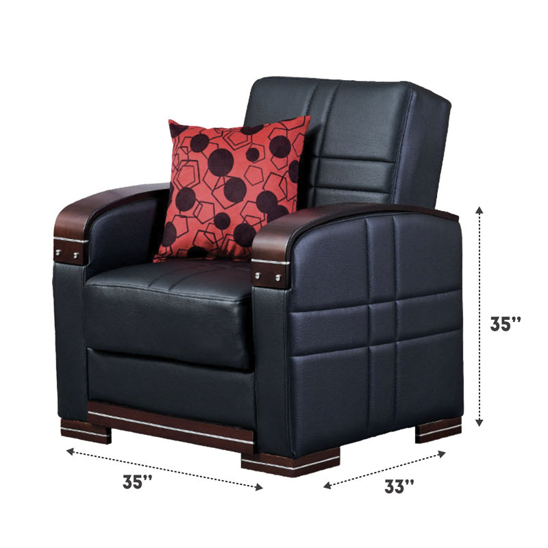 Zayac Upholstered Armchair, Black Faux Leather