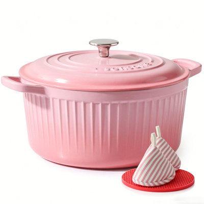 SENSARTE 3.5 Quarts Enameled Cast Iron Round Dutch Oven,Dishwasher Safe,Oven Safe,Induction Compatible,PTFE And PFOA Free