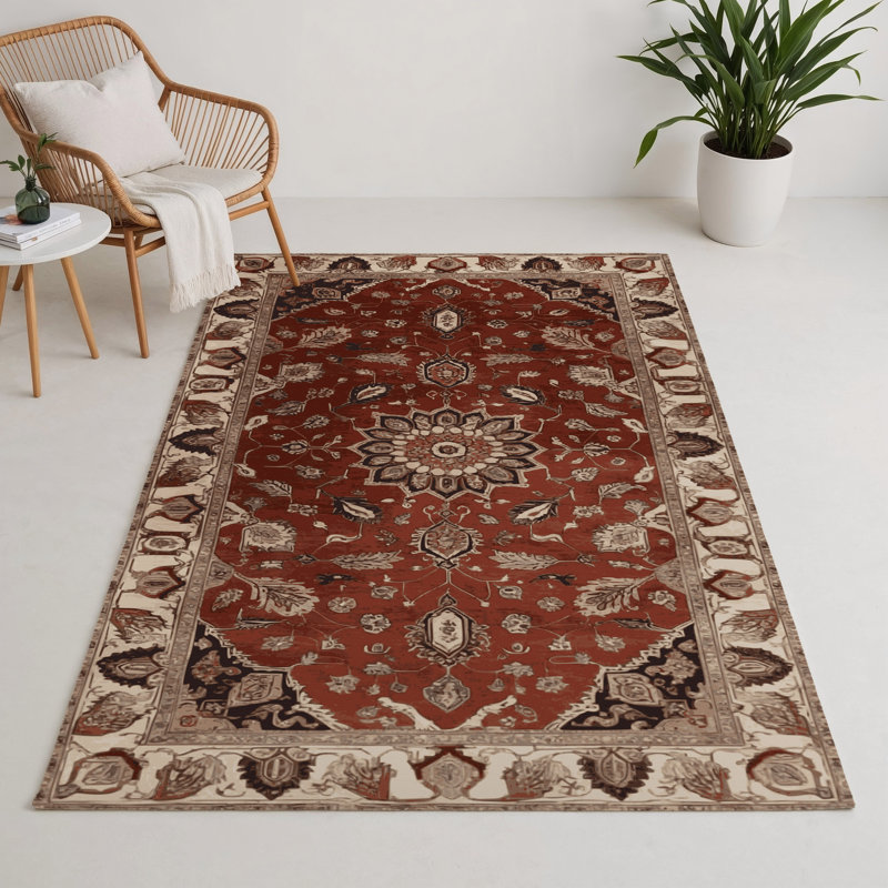 Tapis d'intérieur et d'extérieur brun Persian, Rectangle 5 pi x 7 pi