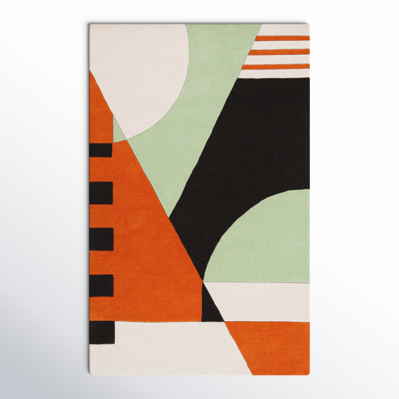 Kazu Green Brown Hand-Woven Abstract Rug, Rectangle 5' x 8'