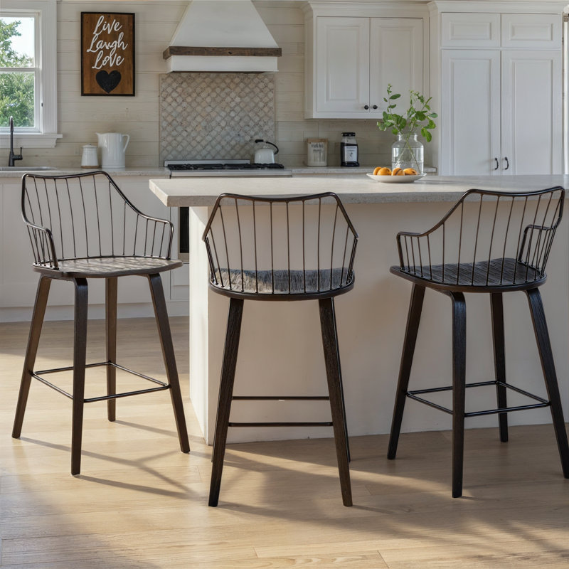 Lipman Solid Wood 25.75" Counter Stool, Black