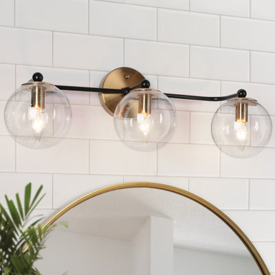 Mansurah 3-Light Dimmable Globe Vanity Light  with Seeded Glass