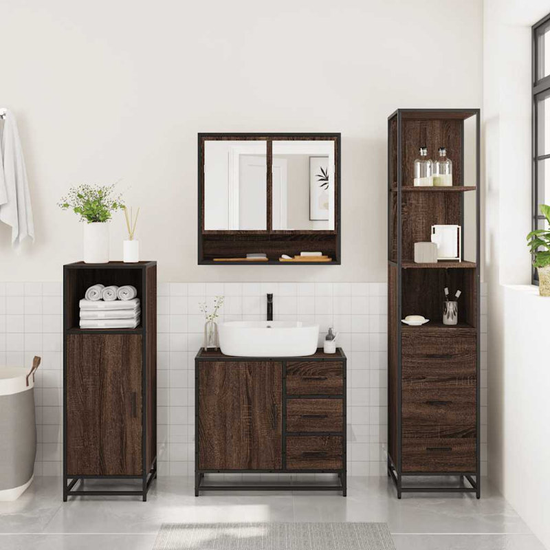 Bathroom Furniture Suite, Brown Oak