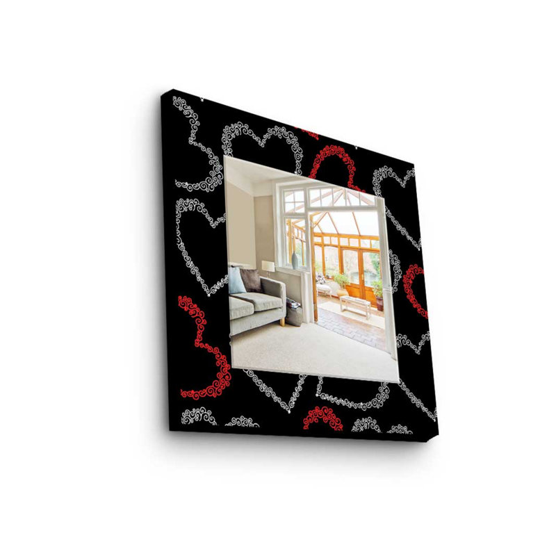 Élégant miroir décoratif avec cadre 100% bois de pin, 19,7 po x 19,7 po | Miroir en verre véritable (épaisseur: 0,2 pouce) | Peinture sur tissu élégante | Parfait pour la décoration intérieure et le vestibule, design durable et chic