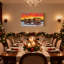 «Christmas Winter Wagon Christmas Lights Sunset Snowscape», ensemble de 3 impressions d'art sur toile-461076698