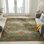 Bleu de laine noué à la main oriental Tapis décoratif/or