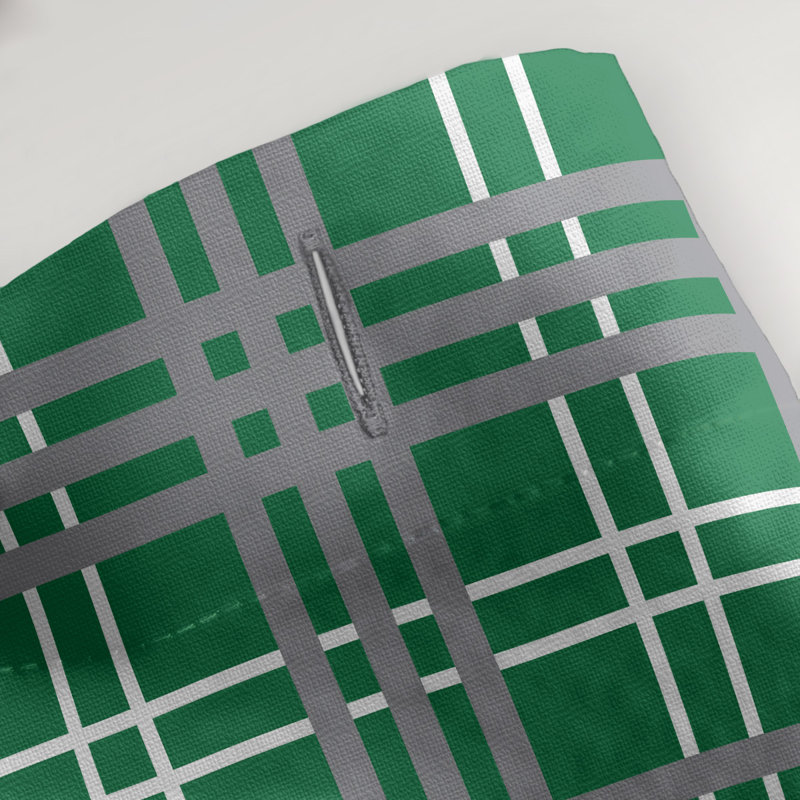 Rideau de douche simple à carreaux Philadelphia, Vert / blanc / argent
