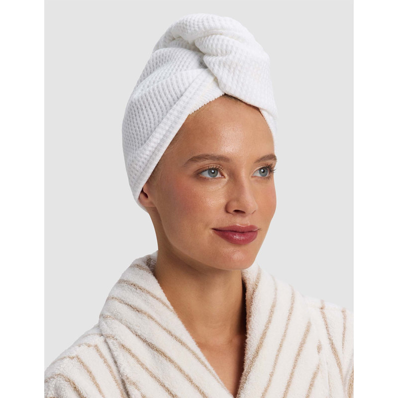 Waffle Terry Hair Towel, White