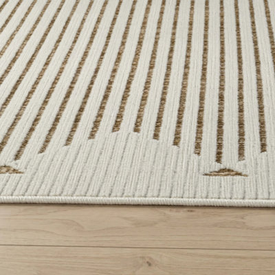 Rug Branch Zuri 5' x 7' (5'3" x 7'1") Beige/Brown Striped Indoor Area Rug, Contemporary, Low Pile, Stain-Resistant Carpet - Living Room, Bedroom, Dining Room, and Kitchen