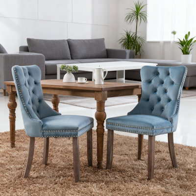 Modern Style Dining Chair High-End Tufted Parsons Chair, Velvet Chair For Kitchen, Dining, Bedroom, Living Room Side Chairs Set Of 2,Green by Mercer41