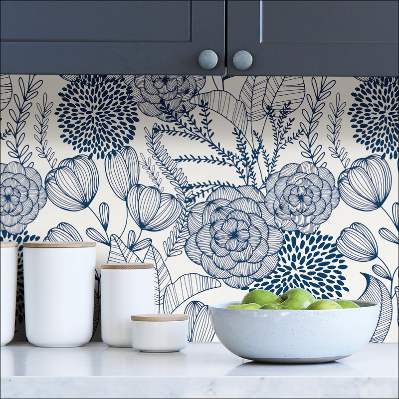 Kachan Peel & Stick Vinyl Floral Wallpaper Roll
