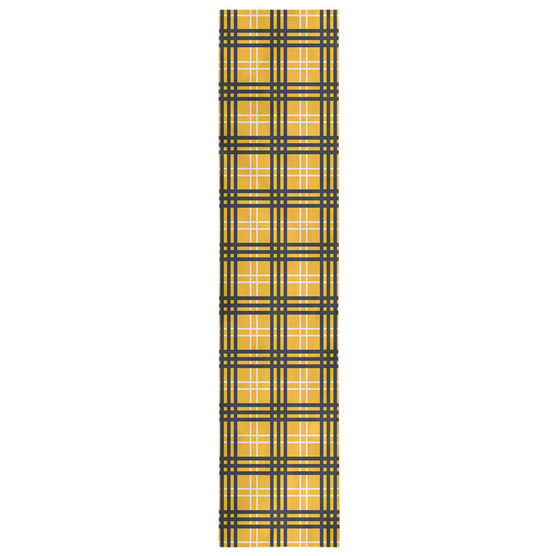 Paid Polyester Table Runner, 72" L x 16" W, Gold/White/Black