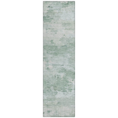 Machine Washable Indoor/Outdoor Xhevrie Mint Rug