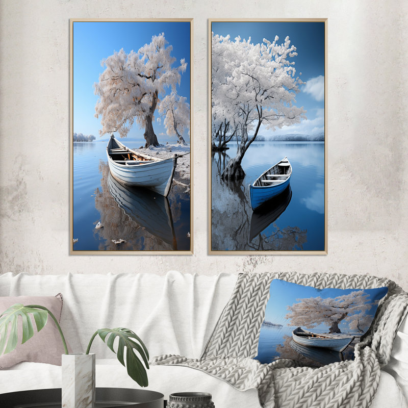 «White Lake Silent Waters» de White Lake - 2 pièces, H 20 po x l 24 po, Encadrement brun