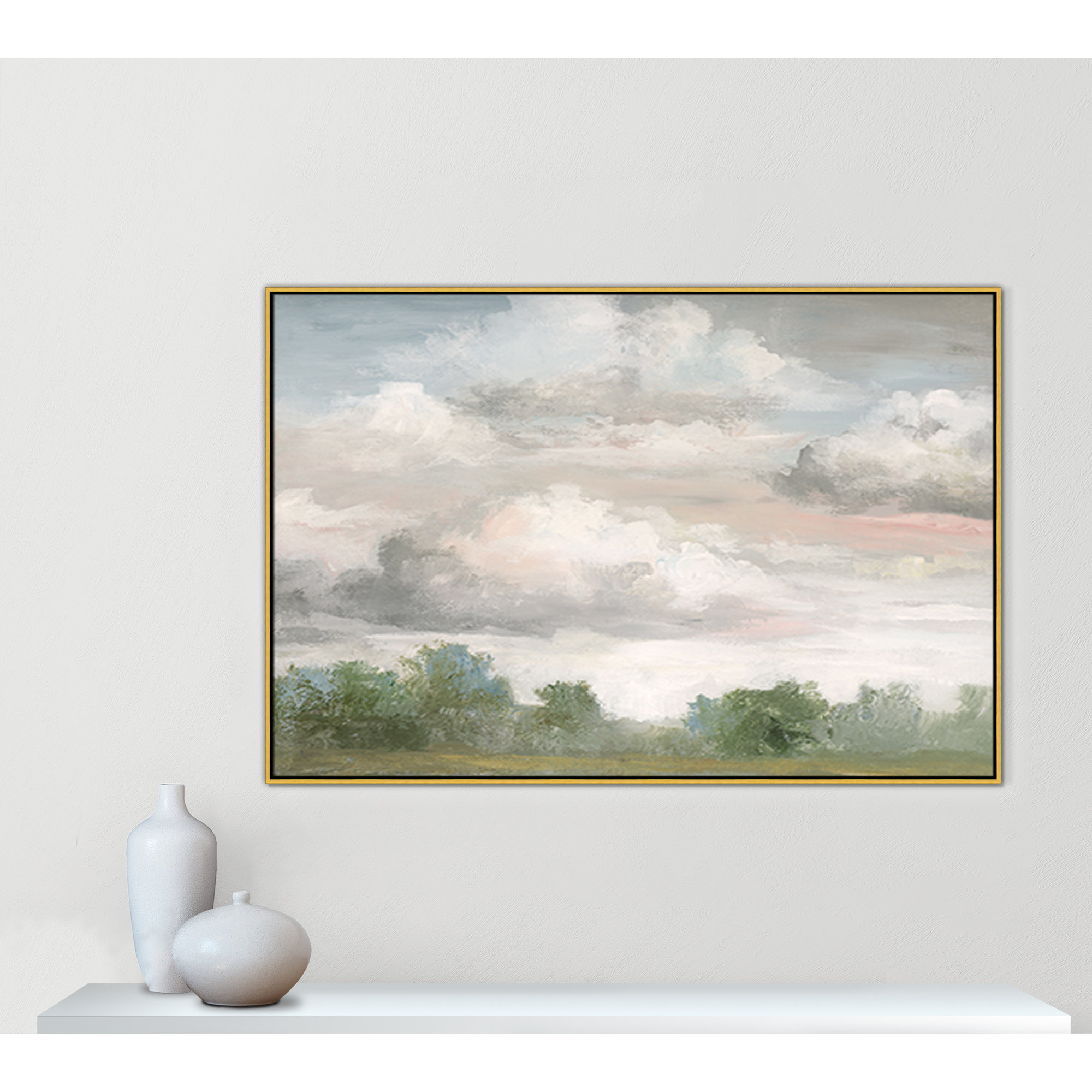 Pastel Morning Sky Framed On Canvas by Nan Print, Gold Framed, 41.5" H x 61.5" W x 2" D