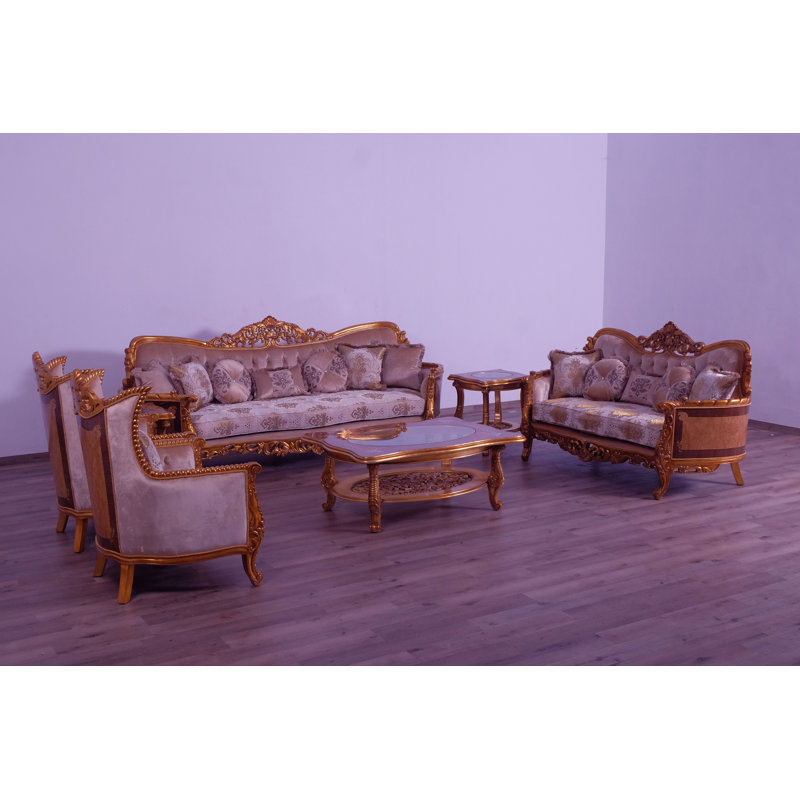 Fauteuil de 41 po de largeur Modigliani, Beige foncé / or / brun pâle