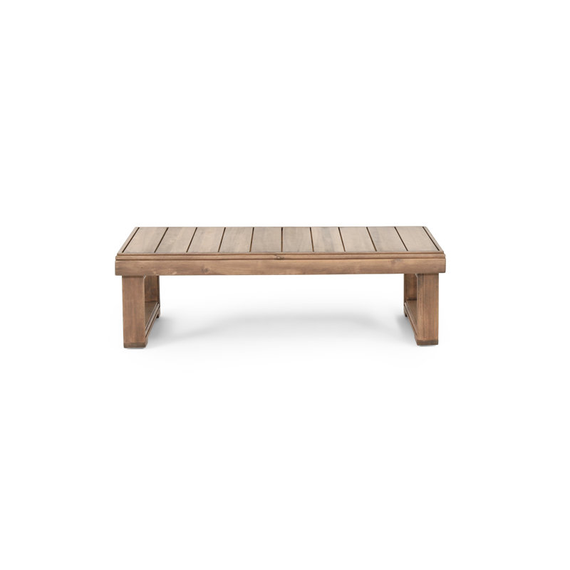 Table basse d'extérieur en bois massif Akono, H 11,25 po x l 22 po x P 38,5 po, Brun