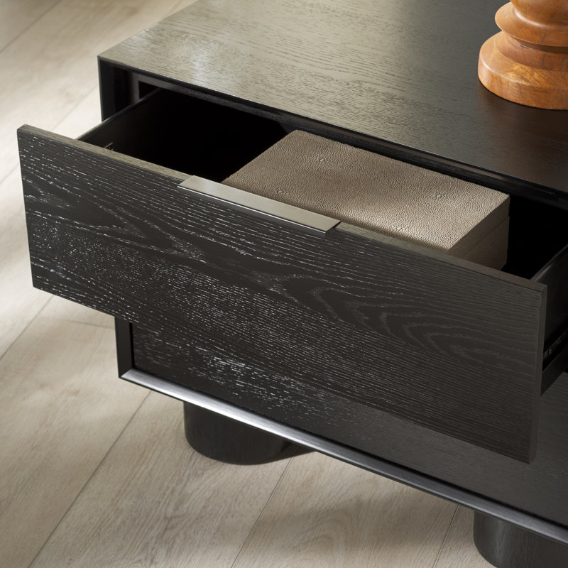 Addyson Wood 2 Drawer Nightstand, Black