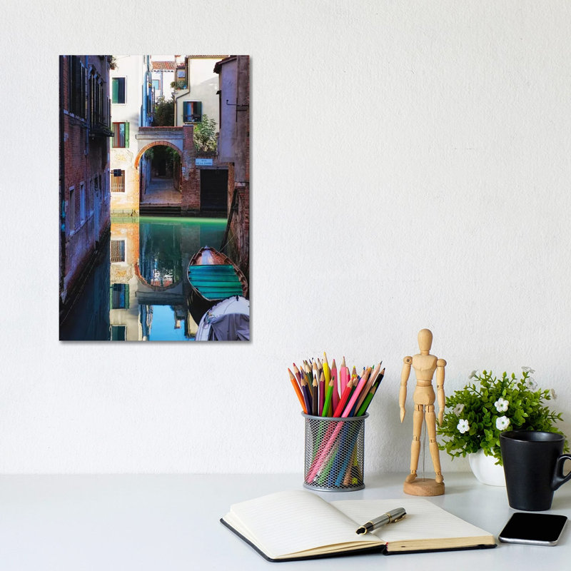 Reflection In A Canal, Venice, Italy by George Oze - Wrapped Canvas Print, 20.32 cm H x 30.48 cm W