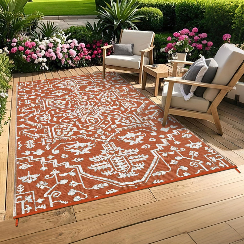 Outdoor Rug Patio Waterproof, Large Outdoor Plastic Straw Rug, Reversible Out Door Carpet for Camping, Deck, Rv, Area Carpet for Balcony, Porch, Backyard