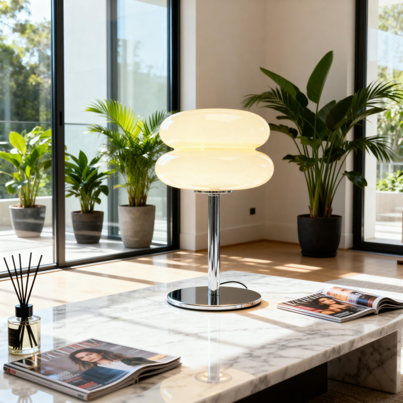 Lampe de table élégante en verre rétro