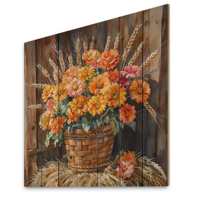 Country Harvest Glow Assortie Bouquets II - Assortiment de bouquets de bois sur bois de pin naturel