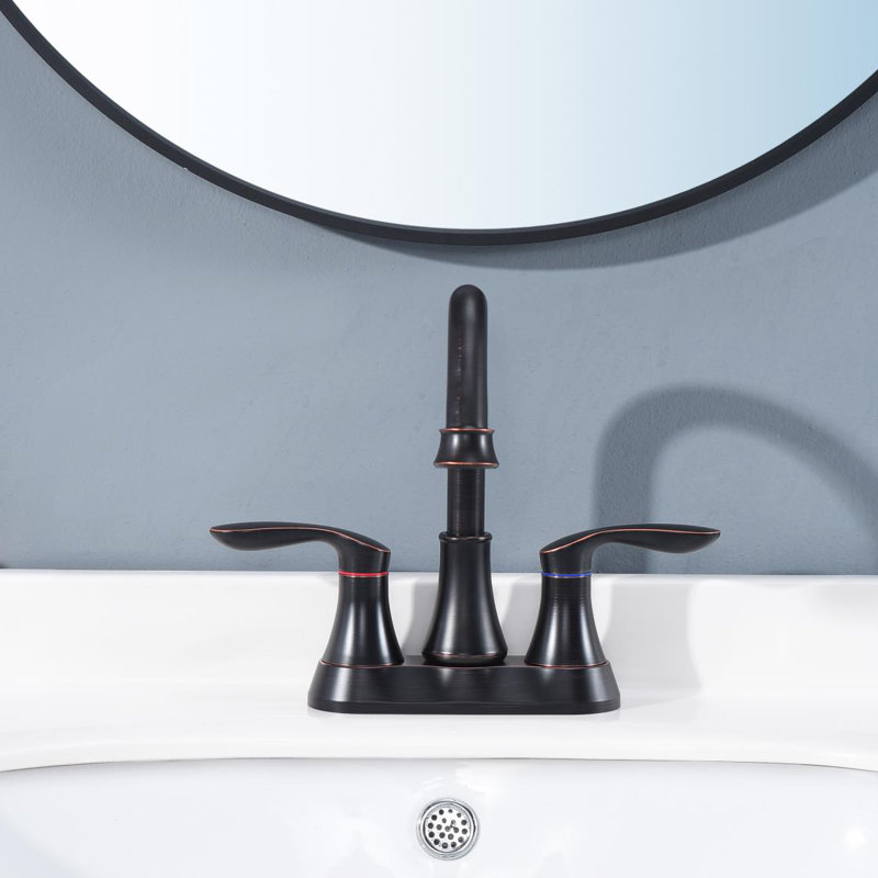 Robinet de salle de bain à ensemble central avec bonde, Noir