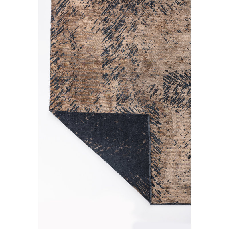 Tan/Black Abstract Luxury Area Rug, Rectangle 7'10" x 11'2"