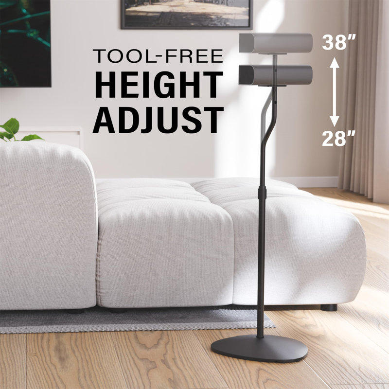 Adjustable Height Speaker Stand - Extends 28" To 38" - Holds Satellite & Small Bookshelf Speakers- Set Of 2