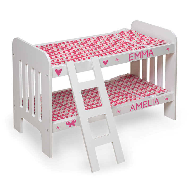 Doll Bunk Bed with Bedding and Ladder