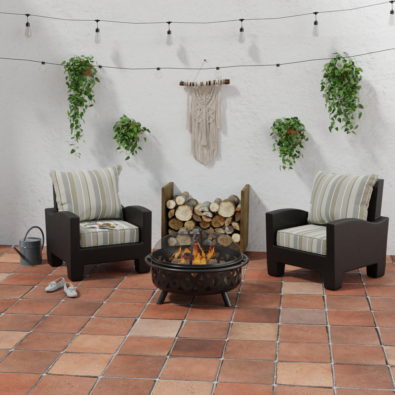 24" x 26.5" Outdoor Deep Seat Chair Cushion Set with Welt, Milano Char